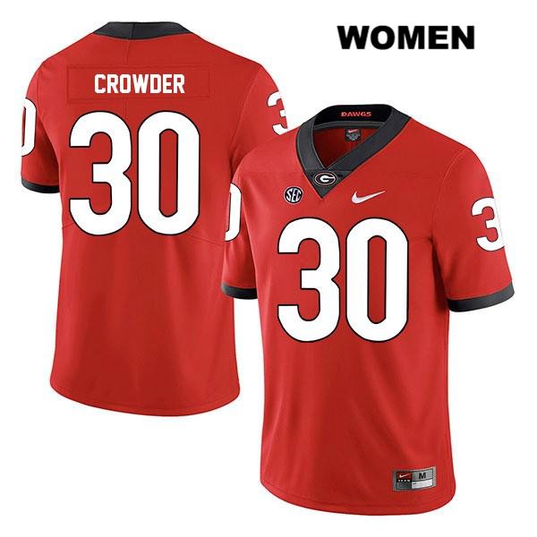Georgia Bulldogs Women's Tae Crowder #30 NCAA Legend Authentic Red Nike Stitched College Football Jersey UEM0856TW